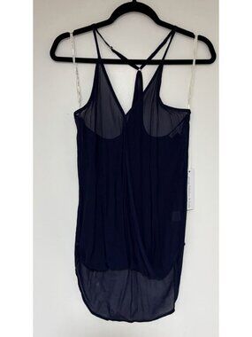 Young Fabulous And Broke Women’s Sheer Sleeveless Navy Blue Blouse Sz M NWT